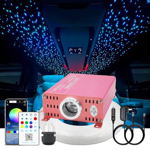 Diadcely 16W Starlight Headliner Kit RGBW Twinkle + Music Effect + APP 450pcs 9.8ft/3m(0.03+0.04+0.06in) Fiber Optic Lights,Starlights for Car/Home Decoration/Exhibition/Bar Fiber Optic Star Ceiling