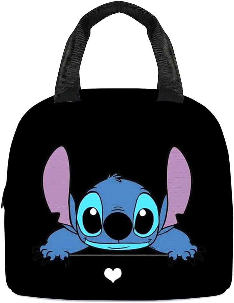 LGQHCEStit-ch Lunch Bag, Stit-ch Lunch Insulation Bag Meal Bags School Student Lunch Bags Reusable Insulated Cooler Lunch Bag Leakproof Portable Lunch Box for Work School Picnic Travel Beach (Black)