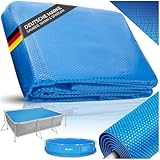 tectake® Poolabdeckung rechteckig, Solarplane Pool rechteckig, Poolzubehör Abdeckplane für Aufstellpool, Pool Garten, Pool Abdeckung mit Noppenfolie als Solar Poolheizung - 1,6x2,6 m