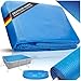 Produktbild tectake® Poolabdeckung rechteckig, Solarplane Pool rechteckig, Poolzubehör Abdeckplane für Aufstellpool, Pool Garten, Pool Abdeckung mit Noppenfolie als Solar Poolheizung - 1,6x2,6 m