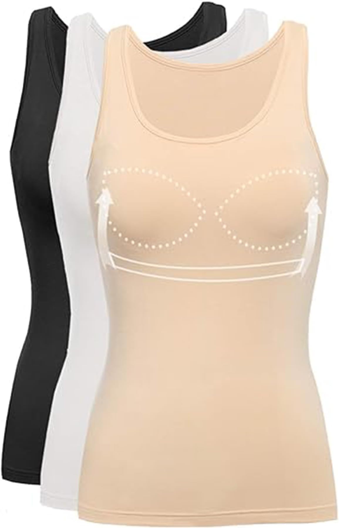 Tank Top with Built in Bra Cup for Women Casual Wide Strap Sleevless Layer Camisole Yoga Top Pack S-3XL