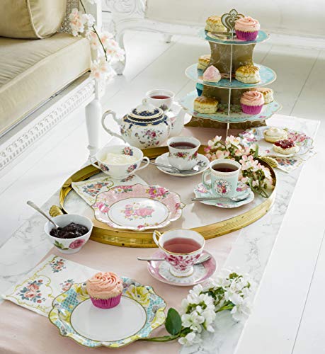 Talking Tables Pack van 12 Mintgroene Vintage Afternoon Tea kopjes en schotel | Echt heerlijk | Wegwerpservies voor… - Afbeelding 5