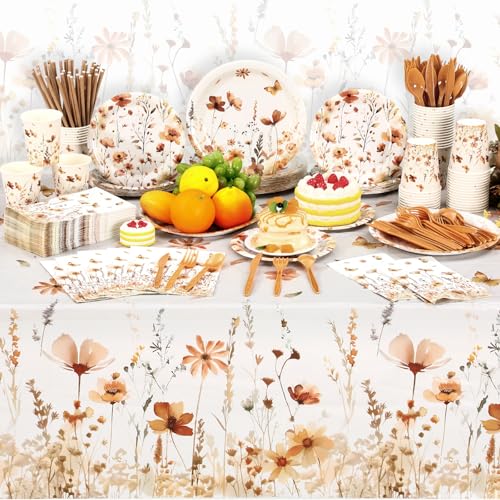 Image of Funnymoom 452 Pcs Fall Wildflower Party Decoration Supplies for 50 Guests