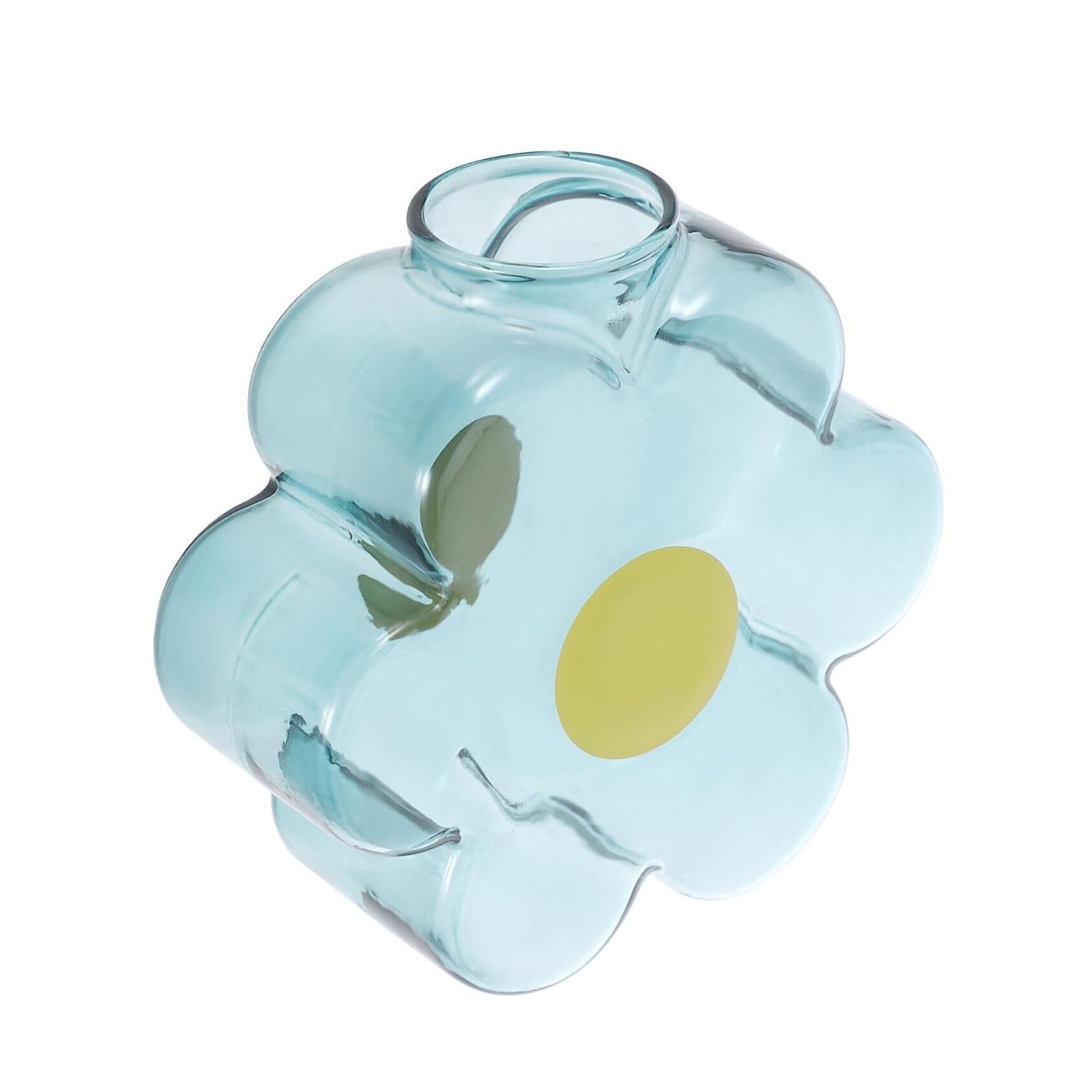 Jarrón de flores con diseño de maceta hueca azul en cristal soplado