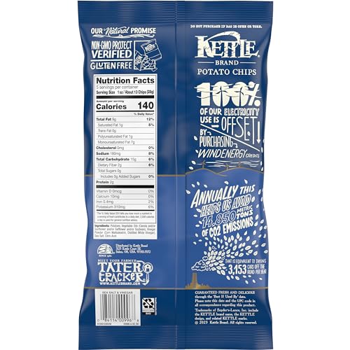 Image of Kettle Brand Potato Chips, Sea Salt and Vinegar, 5-Ounce Bags (Pack of 8)