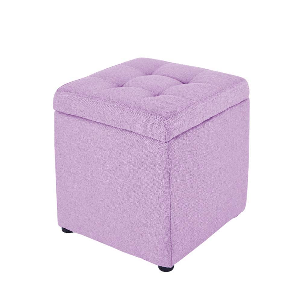 Petits tabourets cubes violets en lin pour ranger et s'asseoir partout