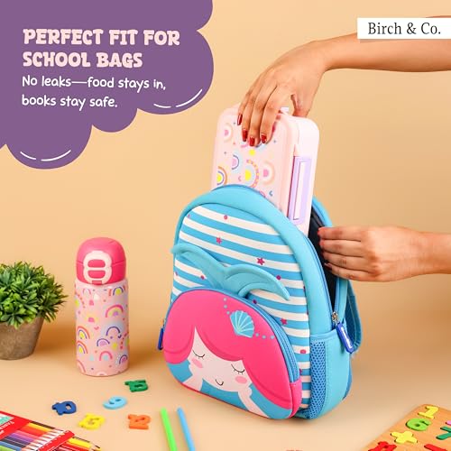 Image of Tiffin Box for School - Lunch Box for Kids Boys - Snacks Boxes for Girls - 900 ml Stainless Steel Tiffin Box, Leak-Proof 4-Side Locks, BPA-Free Food-Grade Material with Removable Divider, Rainbow