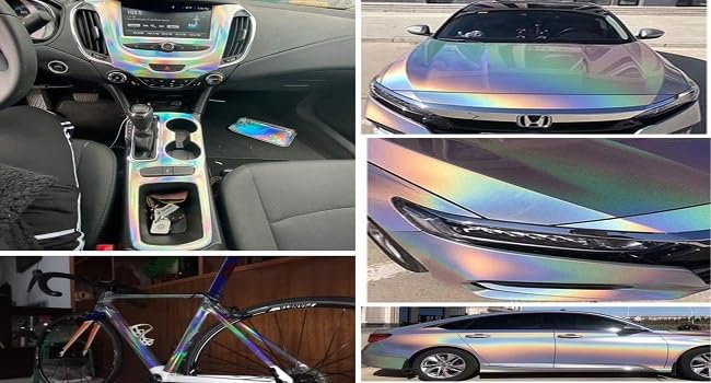Image of WALLMATE Vinyl Car Wrap Sticker Air Release Bubble Free Rainbow Sticker Wrap Sheet (15X220 Inch, Rainbow Wrap Sheet)