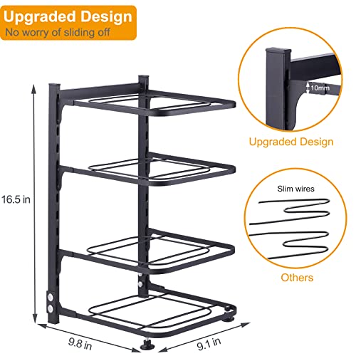Ajswish Pots And Pans Organizer For Cabinet, Heavy Duty Pot Organizer Rack For Under Cabinet, Adjustable And Snap-On Pot Rack For Kitchen Organization & Storage - 4 Tier #TOP2