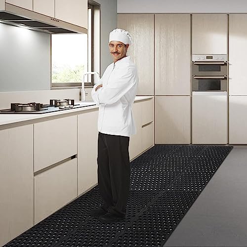 ybaymy Gummimatte Ringgummimatte Wabenmatten Große Gummi-Eingangsmatten für den Außenbereich rutschfest Fußmatte gelochte Fussmatte Outdoor Teppich Antirutschmatte Schmutzfangmatte 90 x 210 cm