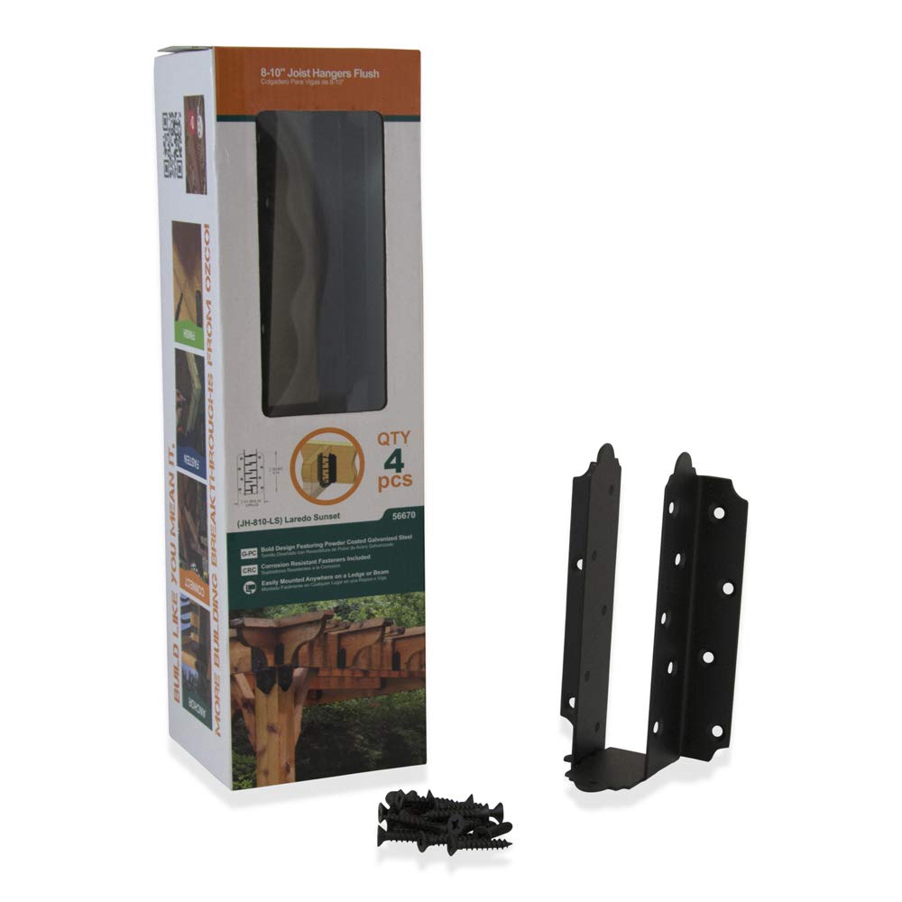 Ozco Building Products 56670 Laredo Sunset 8-inch to 10-inch Joist Hanger Flush (4 per Pack), Black, 4 Pack - Image 2