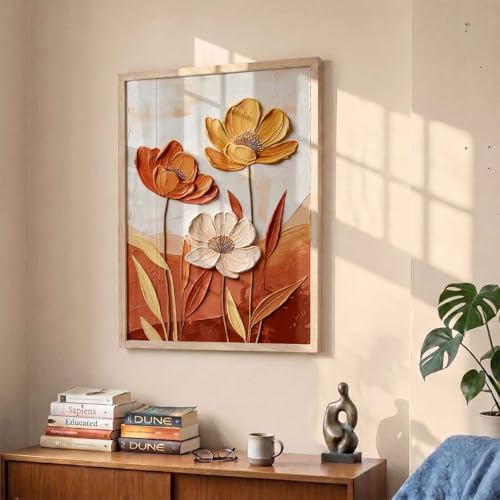 Image of kotart Aesthetic flower Art Home Decoration Painting | Floral Paintings With Frame For Living Room Bed Room Hotel Wall Decor Digital Reprint (13x17 inch)