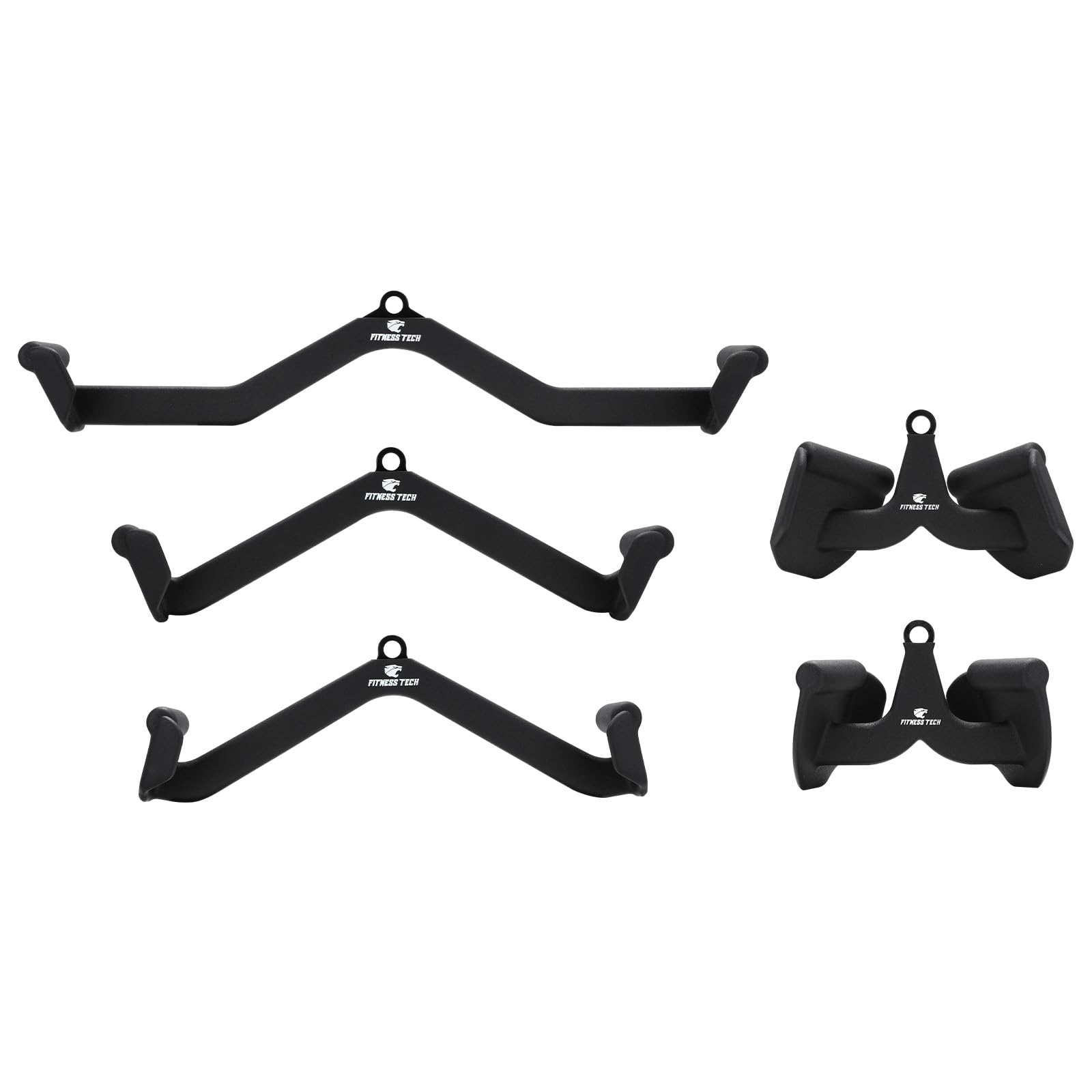 Set de 5 Agarres de Polea, 5 Piezas para Entrenamiento de Diferente Grupos Musculares, Bíceps, Tríceps, Espalda, Acero de Alta Resistencia Recubierto de Neopreno, 15 Kg