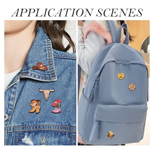 Image of FASHEWELRY Cowboy Brooches Enamel Pins Set Hat Pin Cute Lapel Pin Alloy Western Aesthetic Badge Pins