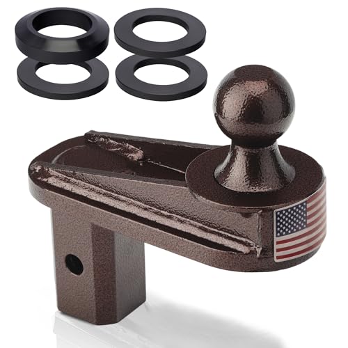 6 Offset Gooseneck Ball Hitch Extender Square Base Gooseneck Ball Extra Cab & Trailer Clearance for Short Bed Trucks Heavy Duty Reinforcing Ribs Structure 4PCS Anti-tilt PU Washer Included