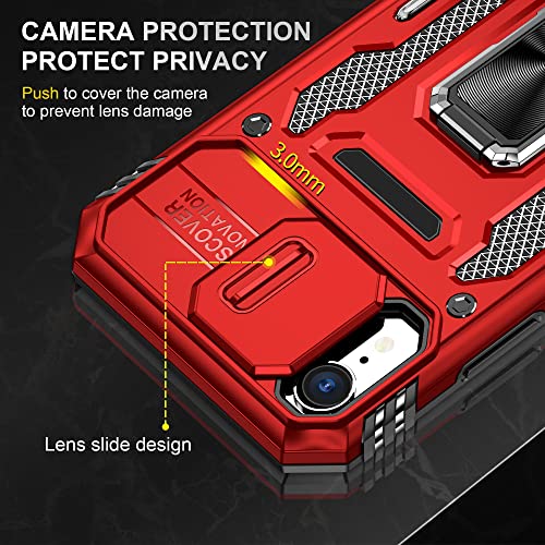 Yslbwle For Iphone X Case/Iphone Xs Case With Kickstand With Camera Cover,Military-Grade Protection,Metal Ring Kickstand,Bumper Iphone X/Xs Case,Red 5-Ipxs-02 #TOP4