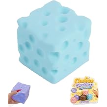 Cheese Squishys Stress Relief Fake Food Sugar Squish Ball Cube Slow Rebound Squeeze Soft Rubber Block Shapeable Sensory Fidget Novelty for Office Stocking Stuffer Birthday Blue