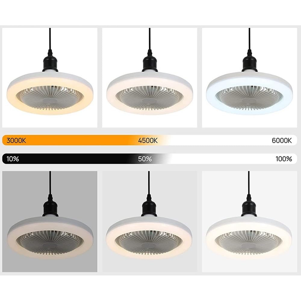 GüncelÇarşı E27 LED Işıklı Sessiz Tavan Vantilatörü, Ayarlanabilir Renk Sıcaklığı, Kısılabilir Fan Lambası, Ayarlanabilir Fan Hızları, Zamanlayıcılı, Uzaktan Kumandalı, Fanlı Tavan Lambası