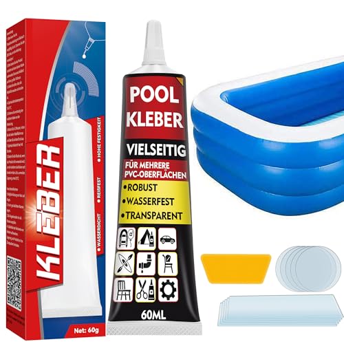 HuakChai Pool Reparaturset, Pooll Flicken Wasserdicht, Poolfolie Reparaturset, Poo Kleber für Schnelle Reparaturen von Aufblasartikeln, Umfassen Aufblasbarer Pools, Schwimmringe, Schlauchboot usw