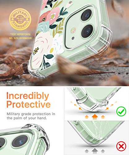 Gviewin For Iphone 12 Case And Iphone 12 Pro Case With Screen Protector + Camera Lens Protector, Clear Floral Flexible Tpu Shockproof Women Girls Flower Phone Case 6.1"(Abundant Blossom/White) #TOP2