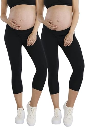 Motherhood Maternity Womens Bump Start 2 Pack Under Belly Crop Length Leggings