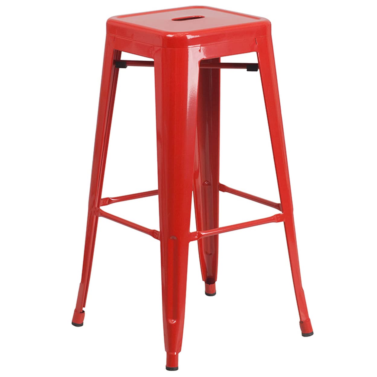 Flash Furniture Commercial Grade 30" High Backless Red Metal Indoor-Outdoor BarStool with Square Seat