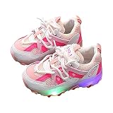 ROMIDA Unisex Kinder Jungen Mädchen Skateboard Schuhe mit LED Blinkend Schuhe Mit Rollen Automatisch Einziehbar Komfort Räder Skateboardschuhe Rollen Schuhe Sportschuhe Blinkschuhe, Rosa, 30 EU