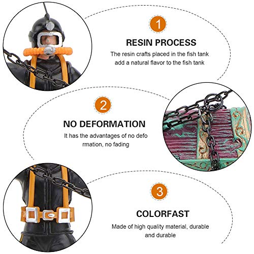 Holoras Action Aquarium Ornament, Aquarium Treasure Chest and Diver for Fish Tank Decorations