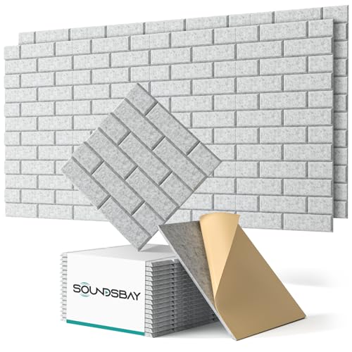 Image of Soundproof Wall Panels Self-Adhesive, 18 Pack Acoustic Panels Sound Absorbing Panel High Density Brick Wall Panel for Walls, Office,Reccording Studio, Ceiling 12 inch X 12 inch X 0.4 inch Gray