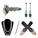 1920s Gatsby Accessories Set for Women Flapper Costume 20s Flapper Headband Pearl Necklace Gloves Pl