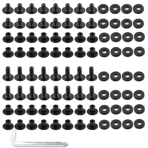 96 Pieces Black Chicago Screws Gun Holster Screws #8-32 x 1/4 & 3/8 for Leather & Kydex Holsters & Clips and Knife Sheaths with a Cross-Head Screw Slotted Nut Rubber Washer. (96 Pieces)