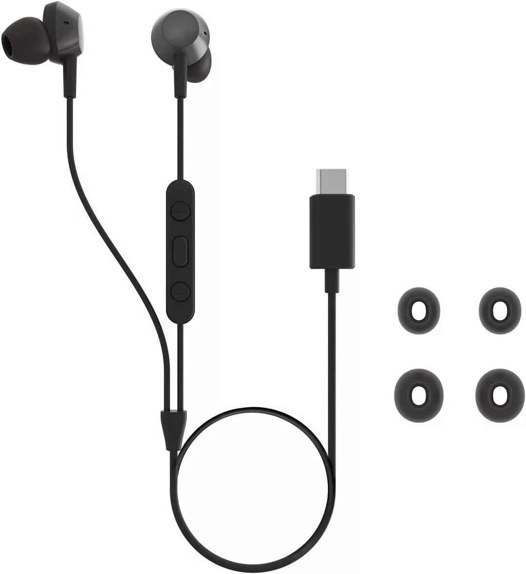PHILIPS Wired Earbuds USB C with Microphone, in Ear Type C Headphones with mic, Powerful Bass, Lightweight, USB-C Wired Earphones, 3-Button in-line Remote Ear Buds (Black)
