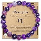 ZCCLINN Scorpio Bracelets Birthday Gifts, Zodiac Astrology Bracelets Present for Women, Horoscope Scorpio Constellation Crystal Purple Unique Jewelry with Wish Card for Mom Friend Lady