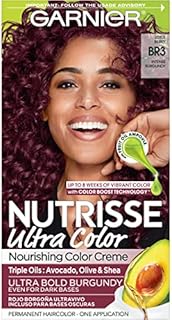 Garnier Hair Color Nutrisse Ultra Color Nourishing Creme, BR3 Intense Burgundy (Lotus Berry) Red Permanent Hair Dye, 1 Count (Packaging May Vary)