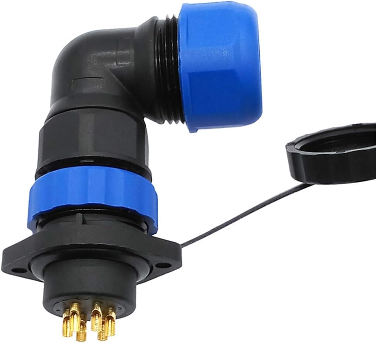 SP20 Corrugated Pipe Waterproof Connector 2-Hole Flange Socket 2/3/4/5/6/7/9/12/14Pin IP68 Angle Connector 90 Degree Elbow(9 pin)