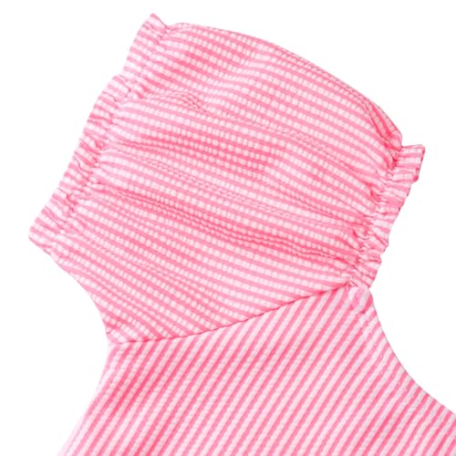 Image of LIZENS Two-Pieces Girls Swimsuit Puff Sleeve Beach Bathing Suit Stripe Bikini Sets
