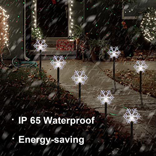 Vogvog Christmas Snowflake Lights, 5 Pack Solar Christmas Pathway Markers With Cool White Fairy Lights For Outdoor Holiday Walkway Patio Garden Christmas Decorations #TOP5