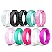 JewelryWe Schmuck 10 PCS Silikon Ehering für Männer und Frauen, 5.7mm Gummi Hochzeit Bands Gummibänder Ring für Sport Outdoor Fitness, 10 Farben mit Glitzer Set, Größe 57