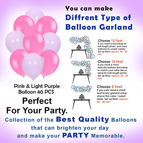 Image of Party Propz BTS Birthday Decorations - 52 Pcs, Birthday Decoration Items For Girls | Happy Birthday Decorations For Girls | Pink & Purple Metallic Balloons For Decoration With Cake Topper