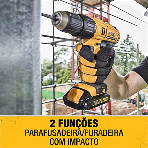 DEWALT Parafusadeira e Furadeira de Impacto de 1/2 Pol. (13mm) 20V MAX* 1.500 RPM com Bateria e Carr