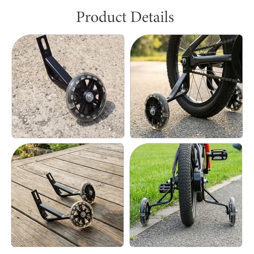 2 Ruedas de Entrenamiento para Bicicletas Infantiles Negro con Soporte Engrosado Sustitución Estable y Seguro para Uso en Carretera de 4.33 Pulgadas miniatura 5