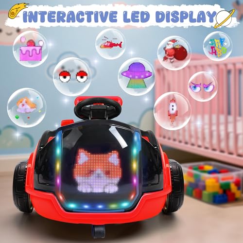 Image of ANPABO 3-in-1 Electric Push Car for Kids 1.5-3 with LED Display, Red