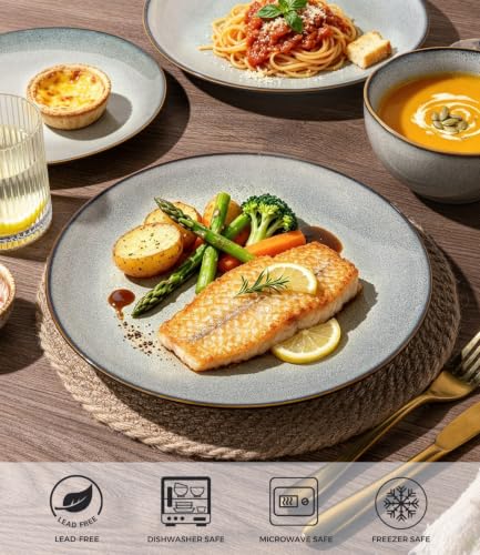 Image of GBHOME Dinnerware Sets for 4, 12 Pieces Ceramic Plates and Bowls Set