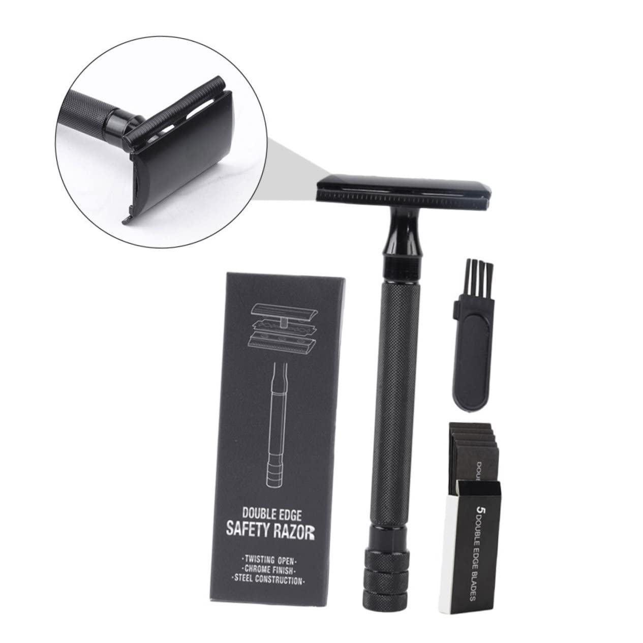 Healeved 3sets Rasoio Sicurezza Manuale Doppio Taglio Impugnatura Antiscivolo e Scatola Per Viaggio Rasoio Barbieri Per e Ascelle Panno e