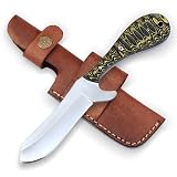 TH knives Handmade 1095 High Carbon Steel Hunting Knife, EDC Bull Cutter Knife with Sheath, 8 Inch C