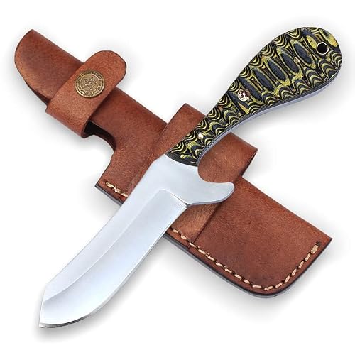 Th Knives Handmade 1095 High Carbon Steel Hunting Knife, Edc Bull Cutter Knife With Sheath, 8 Inch Cowboy Fixed Blade Knife For Men, Non-Slip Yellow Exotic Wood Handle (1095 High Carbon Steel) #TOP4
