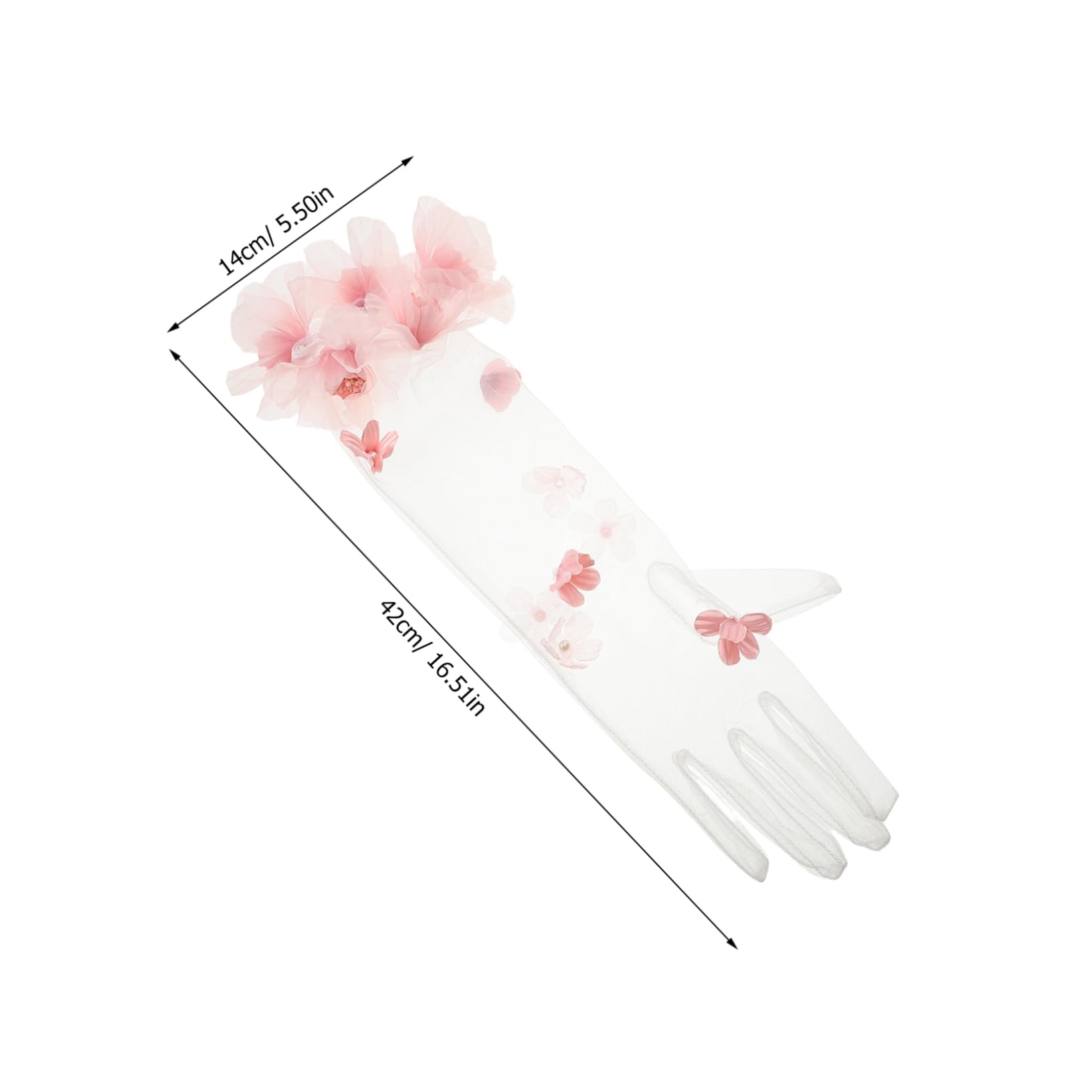 Gatuida Guantes de Novia de Tul Rosa, Largos y Ligeros, Transpirables y Cómodos para Boda o Fiesta de Té,