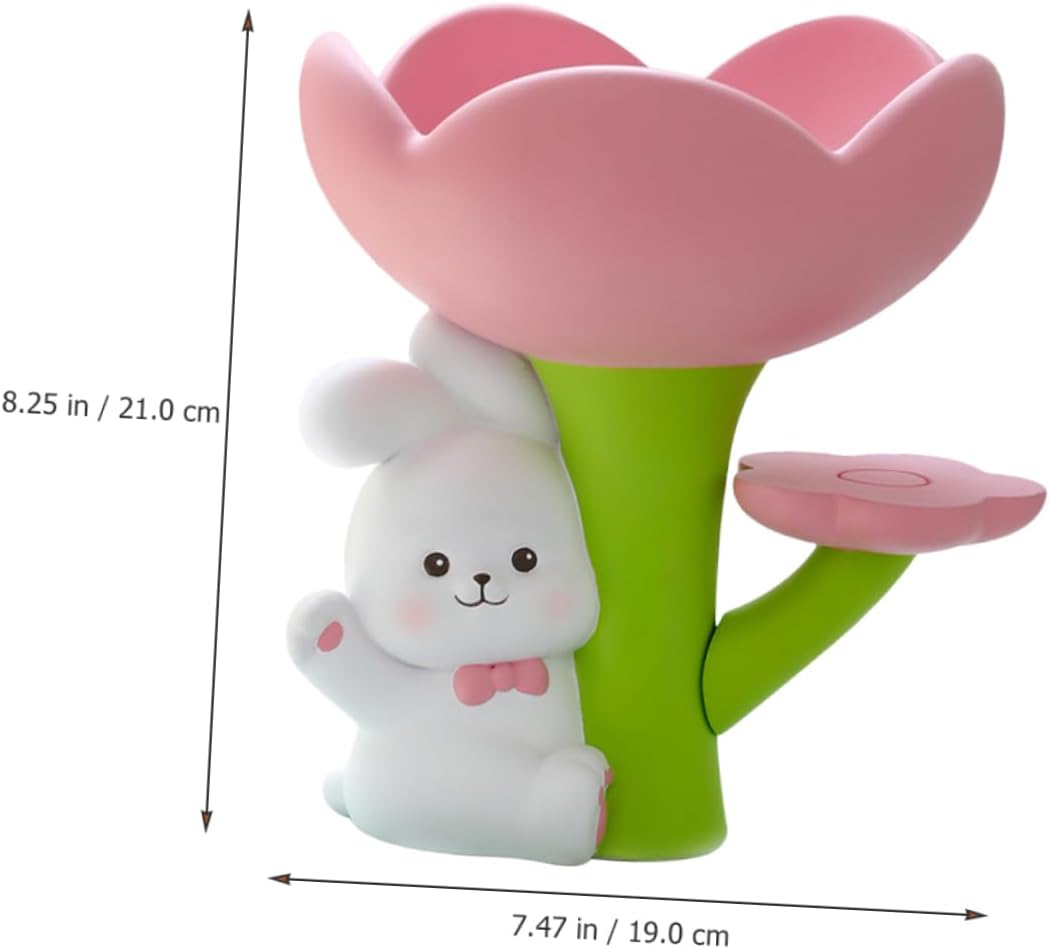 Cute Rabbit Flower Key Tray Organizer Key Storage Bowl for Home Decoration Functional Bunny Tray Holder for Entryway Bedroom Living Room and Bathroom