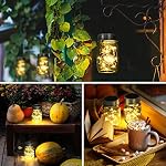 GIGALUMI Hanging Solar Mason Jar Lights, 6 Pack 30 Led String Fairy Lights Hanging Solar Lanterns Outdoor Waterproof, Hangers and Jars Included, Outdoor Decor for Christmas, Wedding, Garden, Patio