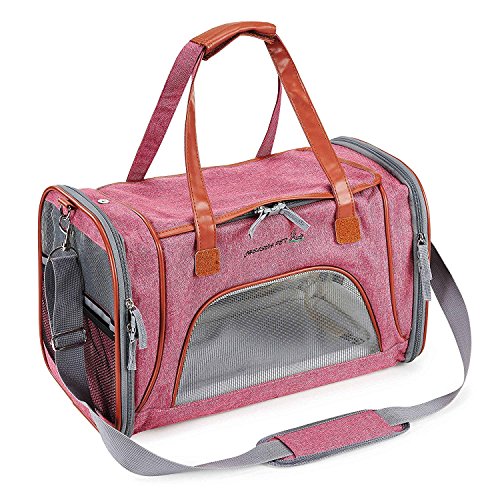 Maxmer Capazo de Perro Portador Perro Mochila Gatos Bolsa Canasta Transportín Plegable para Aerolínea, Color Rosa